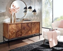 Sideboard >WL6.559< in Sheesham / schwarz - 123x70x45 (BxHxT)