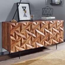 Sideboard >WL6.562< in Sheesham / schwarz -...