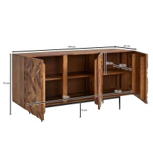 Sideboard >WL6.562< in Sheesham / schwarz - 144x72x47 (BxHxT)