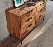 Sideboard >WL6.564< in Sheesham / schwarz - 117x80x42 (BxHxT)