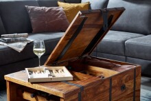 Truhentisch >WL6.565< in Sheesham / schwarz - 100x40x60 (BxHxT)