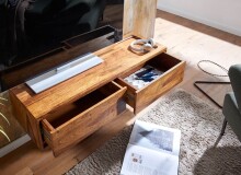 Lowboard >WL6.568< hängend in Sheesham, Massivholz - 108x25x34cm (BxHxT)