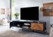 Lowboard >WL6.580< in Eiche Dekor / schwarz, Holzwerkstoff - 163x45x40cm (BxHxT)