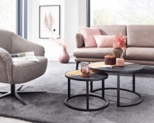 Satztisch >WL6.582< (2-teilig) in Mango / Schiefer-Dekor - 36x60 (HxD)