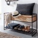Schuhbank >WL6.586< in Mango / schwarz, Massivholz & Metall - 90x52x38cm (BxHxT)