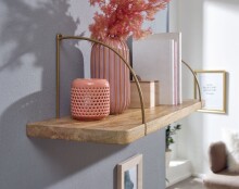 Wandboard >WL6.595< in Mango / gold, Massivholz / Metall - 60x25x22cm (BxHxT)