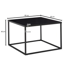 Couchtisch >WL6.603< in Schwarz, Metall - 60x40x60cm (BxHxT)