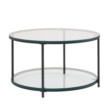 Couchtisch >WL6.610< in schwarz, Metall / Glas -...
