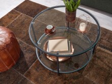 Couchtisch >WL6.610< in schwarz, Metall / Glas - 45x80cm (HxT)