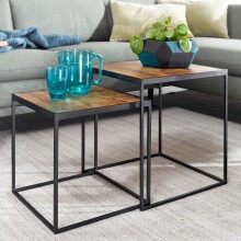 Satztisch >WL6.635< (2-teilig) in Mango / schwarz -...