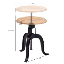 Drehhocker >WL6.658< in Akazie / schwarz, Massivholz & Metall - 48x39cm (HxT)