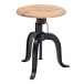 Drehhocker >WL6.658< in Akazie / schwarz, Massivholz & Metall - 48x39cm (HxT)