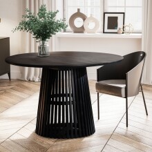 Esstisch >WL6.802< in Mango Schwarz, Massivholz -...