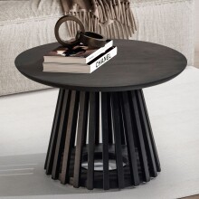 Couchtisch >WL6.810< in Mango Schwarz, Massivholz -...