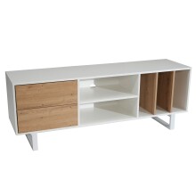 Lowboard >WL6.812< in Weiß / Eiche Dekor, Holzwerkstoff - 150x55x40cm (BxHxT)