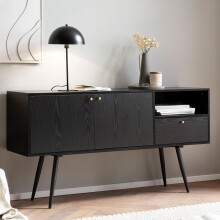 Sideboard >WL6.826< in Eiche Schwarz, Holzwerkstoff...