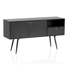 Sideboard >WL6.826< in Eiche Schwarz, Holzwerkstoff...