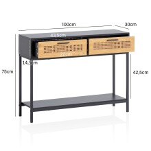 Konsolentisch >WL6.827< in Holz-Dekor / Schwarz - 100x75x30 (BxHxT)