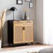 Kommode >WL6.830< in Schwarz / Wiener Geflecht, Holzwerkstoff - 80x87x40 (BxHxT)