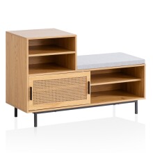 Schuhschrank >WL6.833< in Eiche Dekor / Wiener Geflecht - 120x76x40 (BxHxT)