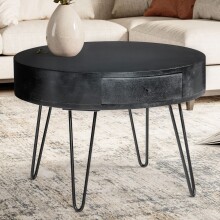 Couchtisch >WL6.836< in Mango Schwarz, Massivholz -...