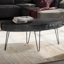 Couchtisch >WL6.837< in Mango Schwarz, Massivholz -...