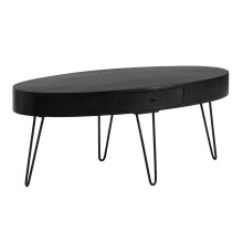 Couchtisch >WL6.837< in Mango Schwarz, Massivholz -...