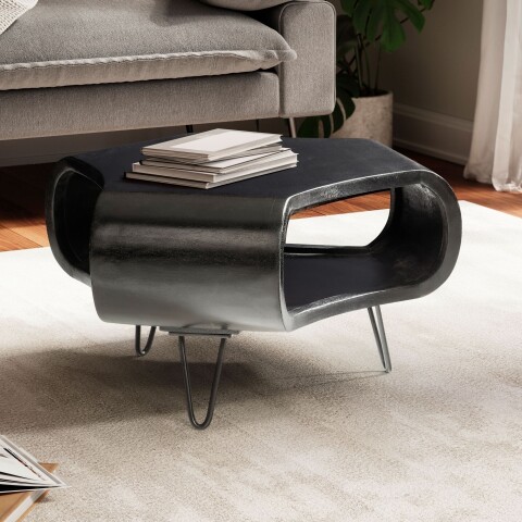 Couchtisch >WL6.840< in Mango Schwarz, Massivholz - 60x35x60cm (BxHxT)