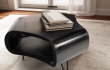 Couchtisch >WL6.840< in Mango Schwarz, Massivholz - 60x35x60cm (BxHxT)