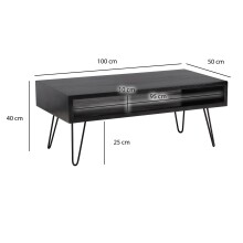 Couchtisch >WL6.841< in Mango Schwarz, Massivholz - 100x40x50cm (BxHxT)