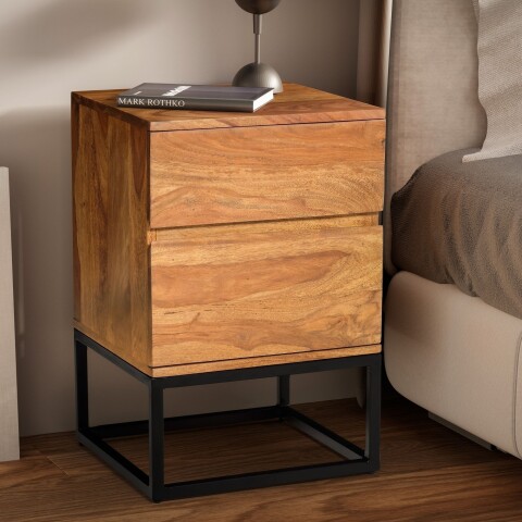Nachtkommode >WL6.850< in Sheesham, Massivholz - 40x60x38cm (BxHxT)