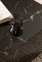 Couchtisch >MONOBLOC< in Marmor Optik schwarz, MDF - 60x35x60cm (BxHxT)
