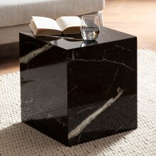 Beistelltisch >MONOBLOC< in Marmor Optik schwarz, MDF - 40x45x40cm (BxHxT)