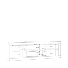 Wohnwand >LEFKADAS< (2-teilig) in weiss / Eiche Dekor - 195,4/61/41,4 cm (B/H/T)