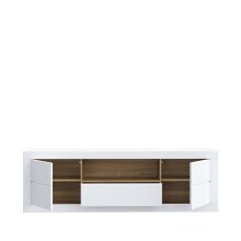 Wohnwand >LEFKADAS< (2-teilig) in weiss / Eiche Dekor - 195,4/61/41,4 cm (B/H/T)
