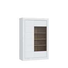 Wohnwand >LEFKADAS< (2-teilig) in weiss / Eiche Dekor - 195,4/61/41,4 cm (B/H/T)
