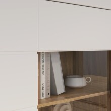 Wohnwand >LEFKADAS< (2-teilig) in weiss / Eiche Dekor - 195,4/61/41,4 cm (B/H/T)