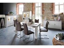 Freischwinger >Kerrin< (1 stk.) in braun / Edelstahl, bis 140kg - 45x102x58 (BxHxT)