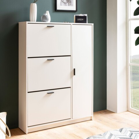 Schuhkipper >WL6.868< in Weiß, Holzwerkstoff - 90x120x24cm (BxHxT)