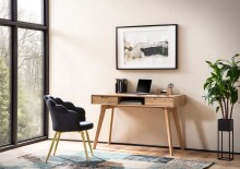 Schreibtisch >WL6.874< in Eiche Dekor, Holzwerkstoff - 120x77x55cm (BxHxT)