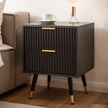 Nachtkommode >WL6.881< in Eiche-Dekor schwarz, Holzwerkstoff - 44x56x39 (BxHxT)