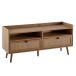 Lowboard >WL6.887< in Eiche-Dekor & Rattan, Holzwerkstoff - 120x56x39cm (BxHxT)