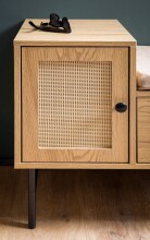 Schuhbank >WL6.891< in Eiche Dekor, Holzwerkstoff & Geflecht - 100x60x38 (BxHxT)