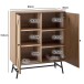 Kommode >WL6.893< in Eiche Dekor, Holzwerkstoff & Geflecht - 80x103x39cm (BxHxT)
