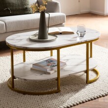 Couchtisch >WL6.895< in Marmor Optik Weiß /...