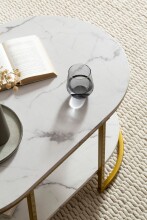 Couchtisch >WL6.895< in Marmor Optik Weiß / Gold - 100x45x60 (BxHxT)