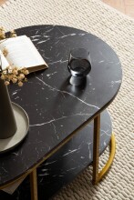 Couchtisch >WL6.896< in Marmor Optik Schwarz / gold - 100x45x60 (BxHxT)