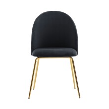 Esszimmerstuhl >WL6.942< (2er-Set) in Schwarz & gold, Samt - 53x87x50cm (BxHxT)