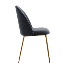 Esszimmerstuhl >WL6.942< (2er-Set) in Schwarz & gold, Samt - 53x87x50cm (BxHxT)
