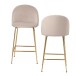 Barhocker >WL6.943< (2er-Set) in Beige & gold, Samt - 50x102x50cm (BxHxT)